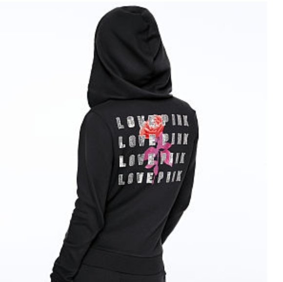 PINK Victoria's Secret Tops - 🔥VS PINK PERFECT FULL ZIP BLING HOODIE